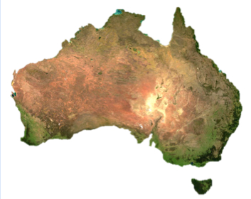 Isolated satellite image of the continent of Australia