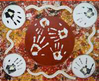Aboriginal hand motif painting