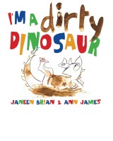 Cover featuring Dinosaur on the ground getting dirty under title