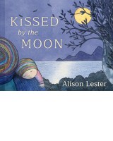 Book cover with a mother and child looking out to a purple night sky and yellow full moon