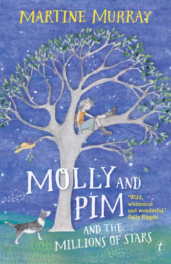 Molly in a tree with Pim below on book cover