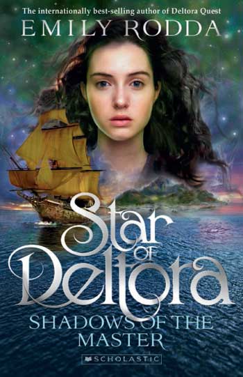 Montage of a girl looming behind a ship at sea on cover