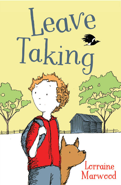 A Boy with a dog and the cover of Leave Taking by Lorriane Marwood