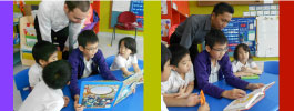 Images of early years children reading picture books