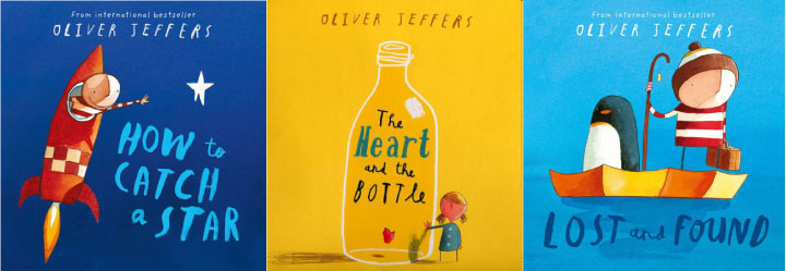 Jeffers' book covers; How to Catch a Star, The Heart and the Bottle, Lost and Found