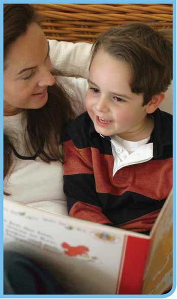 Mother and son reading