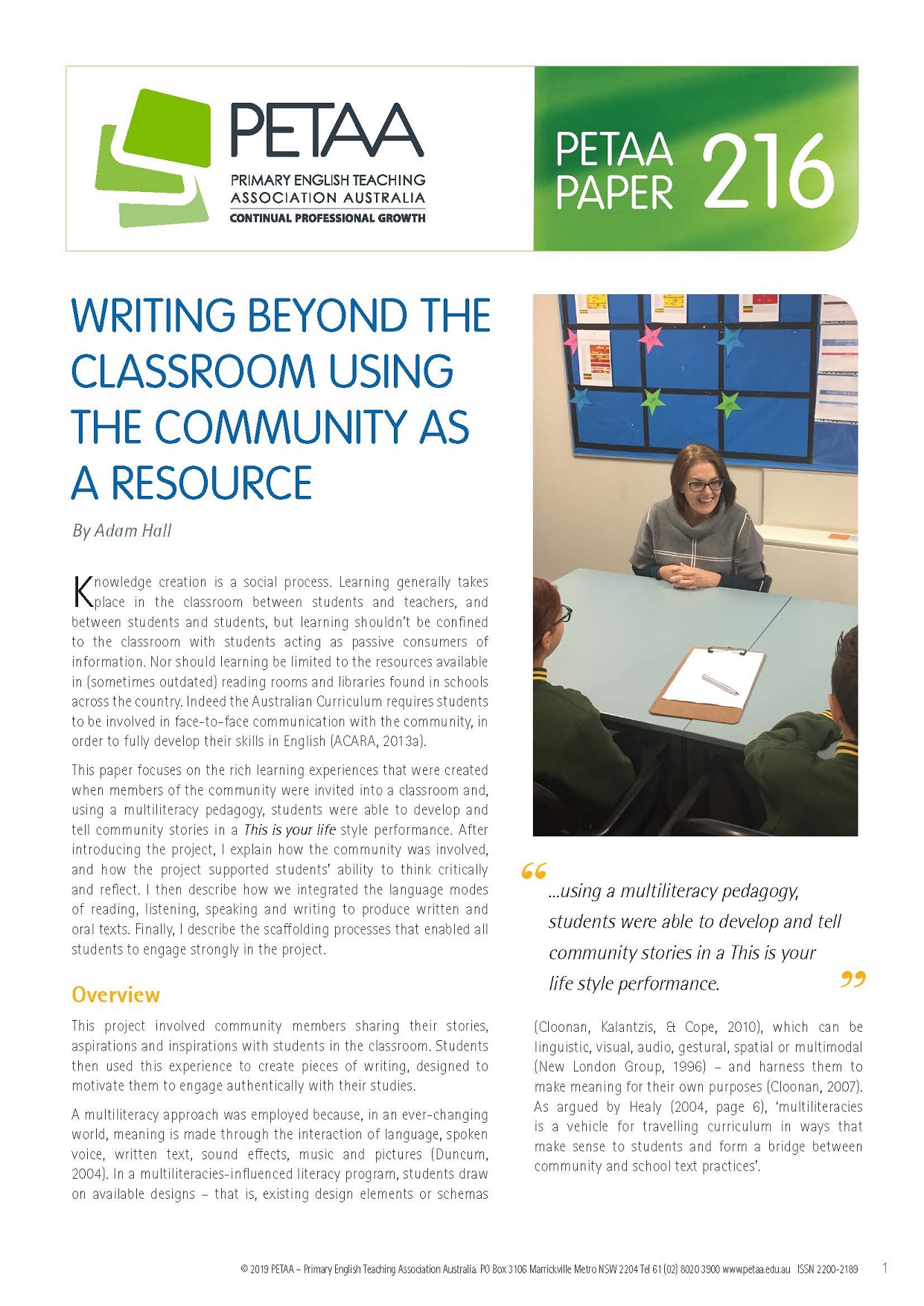PP216 Writing beyond the classroom using the community as ..
