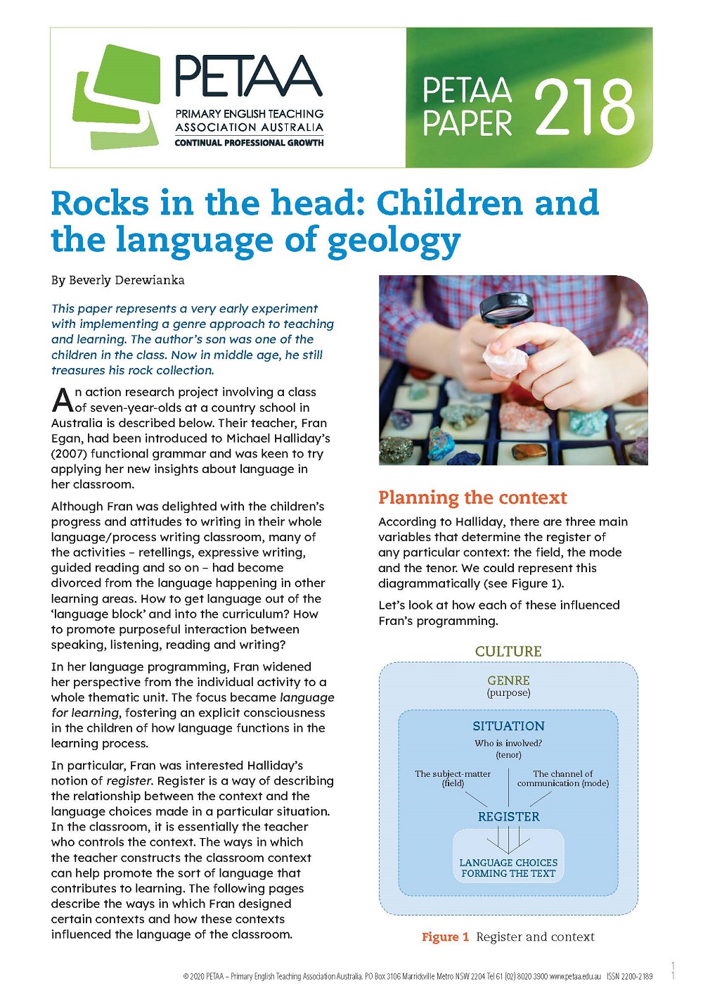 PP218: Rocks in the head: Children and the language of ...