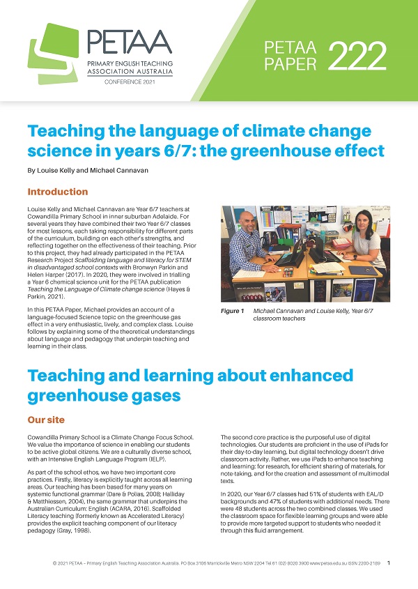 PP222: Teaching the language of climate change science...